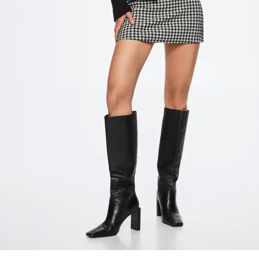 Nwt Mango leather high heel boots